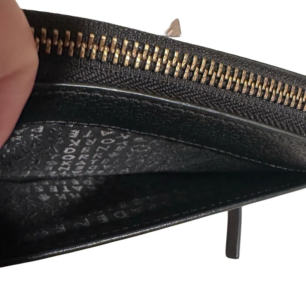 Kate Spade New York Black Leather Zip Around Wallet Gold Hardware Like New EUC